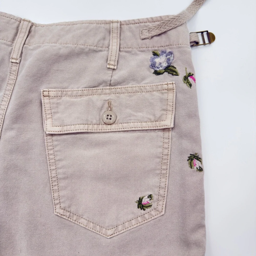 Lucky Brand Floral Embroidered Shorts Womens 10 Boho Cottagecore Shabby Utility